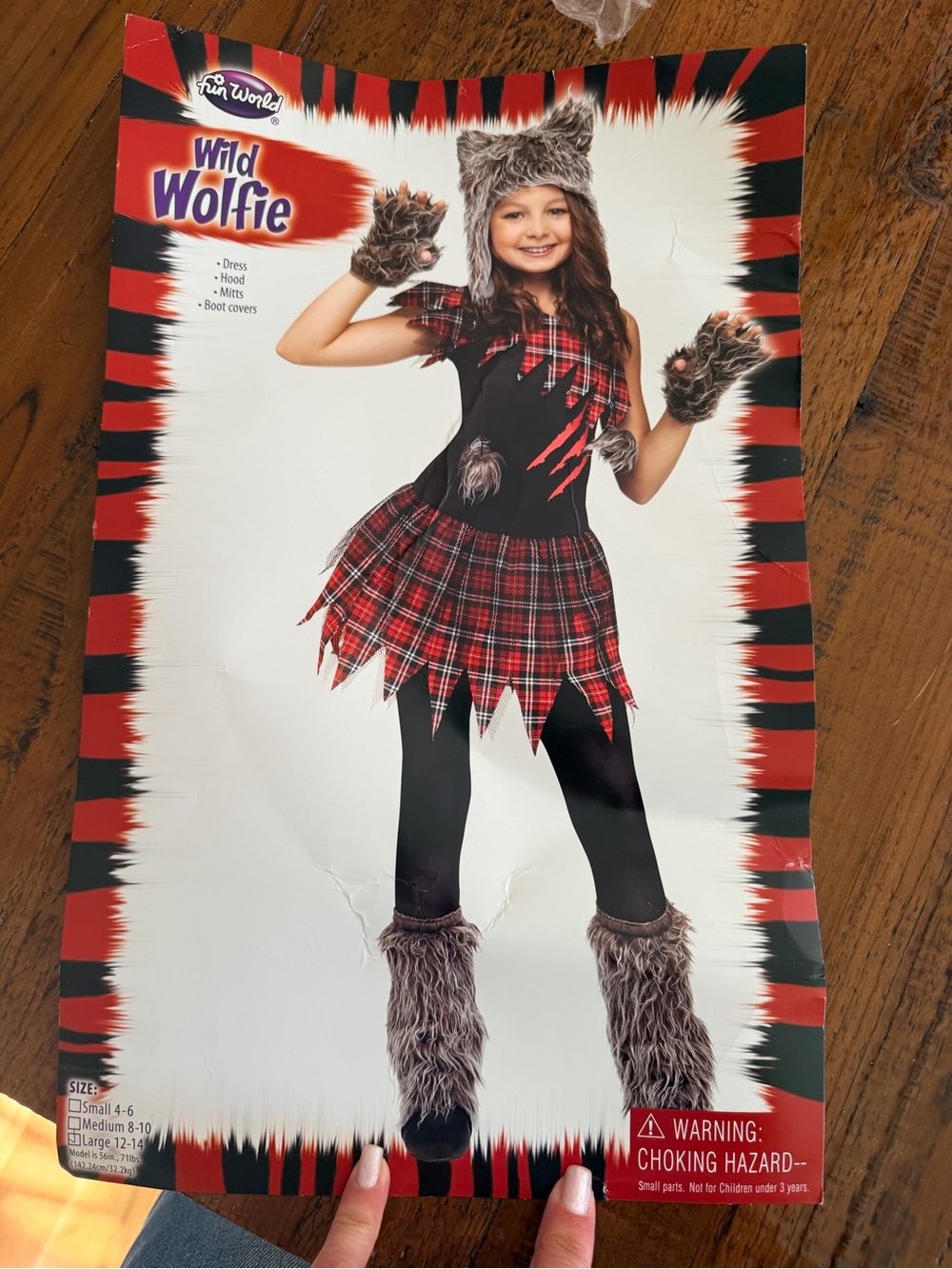 Fun World Wild Wolfie Red Plaid Kids Halloween Costume large 12-14